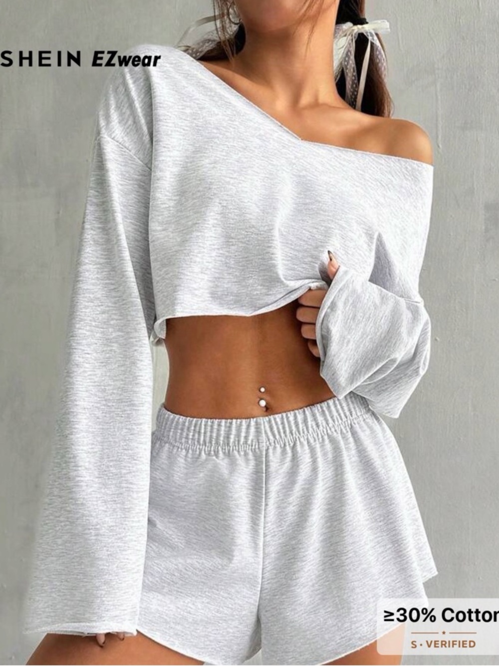 SHEIN Light Gray Two-Piece Loungewear Set